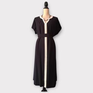 Talbots Black Label Elegant Black and White Midi  Shift Dress 8 EUC